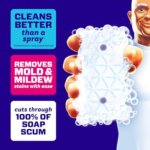 Mr. Clean Magic Eraser Sponge, Bathroom, Shower & Tub Cleaner, Soap Scum Remover, Bathroom Cleaning Supplies, Dawn Cleaning Power with Febreze Lavender Scent, 2 in 1 Bath, 7ct (Pack of 4) - size: 7 Count (Pack of 4)