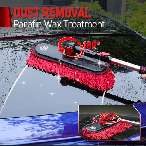 Extendable Auto Duster, Wax Cotton Loop End, 2 Pcs - color: Red5