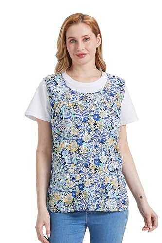 Nanxson Cobbler Apron for Women with Pockets,Cotton Smock with Buttons - color: Blue, size: Medium