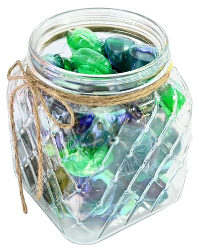 Glass Laundry Pods Container, Laundry Containers with Ropes & Wooden Lid - color: Glass Jar With Ropes& Wooden Lid
