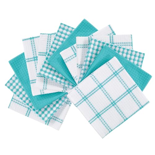 T-Fal Premium Waffle Dish Cloths: Highly Absorbent, Super Soft Long Lasting - 100% Cotton, 12"x13" Towel for Cleaning & Drying, (12-Pack), Breeze - color: Breeze, size: 12-Pack