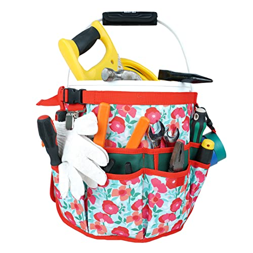 MELOTOUGH Bucket Caddy Organizer Bucket Tool Organizer for Garden Tools Fit 3.5 to 5 Gallon Bucket (Flower) - color: Flower