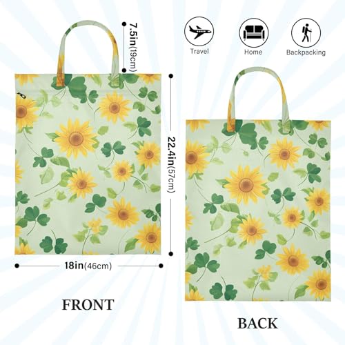 Travel Laundry Bags 2 PC Wet Dry Bag with Handle Dirty Clothes Organizer for Swimsuits Beach Camping Waterproof Washable Green Sunflowers and Clover - color: Green Sunflowers and Clover