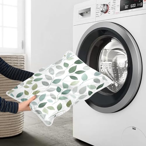 Mesh Laundry Bags Lingerie Bags for Washing Delicates 2 PCS Durable Wash Bag with Zipper Small and Medium Washable Fresh Green and Grey Leaves - color: Fresh Green and Grey Leaves
