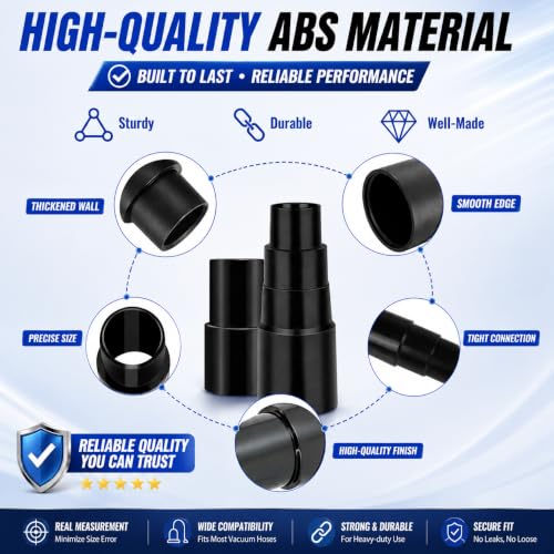 Vacuum Hose Adapter 3Pcs (1-3/8" to 1-1/4" & 1-1/2") Vac Connectors