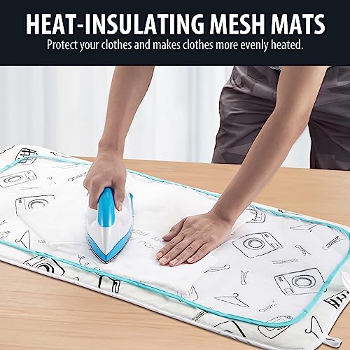 Seiritex Ironing Mat for Table Top, Portable Ironing Pad 39.4 x 18.9 inch Iron Board 5 in 1 Travel Iron Blanket for Counter top, Washer, Dryer, White - color: White, size: 39.4 x 18.9