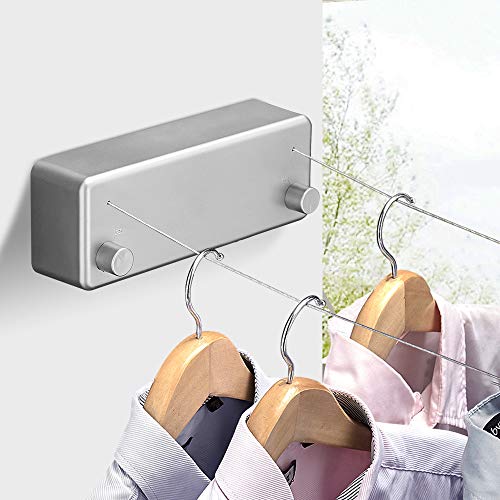 BESy Retractable Double Clothesline Laundry Indoor Washing Clothes Line - size: Double Rope, style: Silver