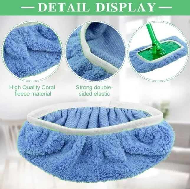 Microfiber Mop Pads - 8 Pack Reusable Washable Refills for Wet & Dry Floor Cleaning - Fits Most Standard Mops - Light Blue Household Cleaning Pads - color: Light Blue
