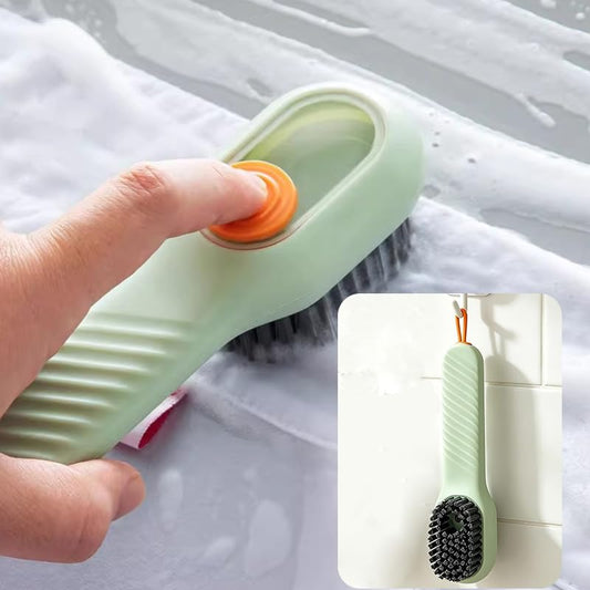 1PC Green Shoe Cleaning Brush with Soap Dispenser, Multifunctional Brush - color: Green