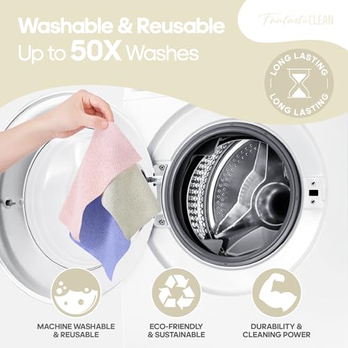 Fantasticlean Microfiber Cleaning Cloth Roll, 60 Pack, 8" x 8", Off White - color: Off-white