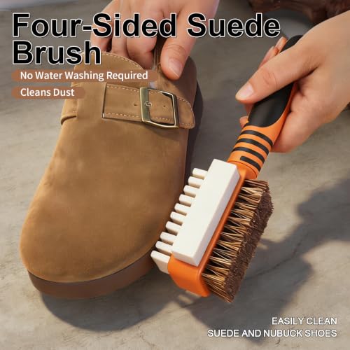 Suede&Nubuck 4-Way Leather Brush Cleaner Suede Brush (Orange) - color: Orange
