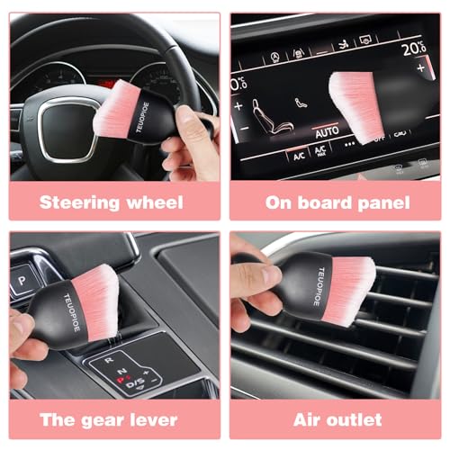 Car Detailing Brush for Interior Dusting and Air Vents,Pink White - color: Pink