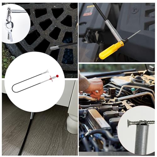 76 inch Drain Snake,Drain Clog Remover - Flexible Grabber Claw Pick Up Reacher Tool for Home Sink, Bathroom Tub,Drain, Toilet, Tight Spaces - color: Red, style: 76 IN