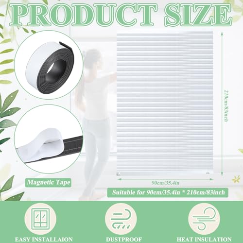 Leinuosen 2 Pcs 35''w x 83'' French Door Paper Shade Magnetic Temporary Blinds No Tools Privacy Paper Shade Blackout Blinds for Window Sliding Door Light Filtering