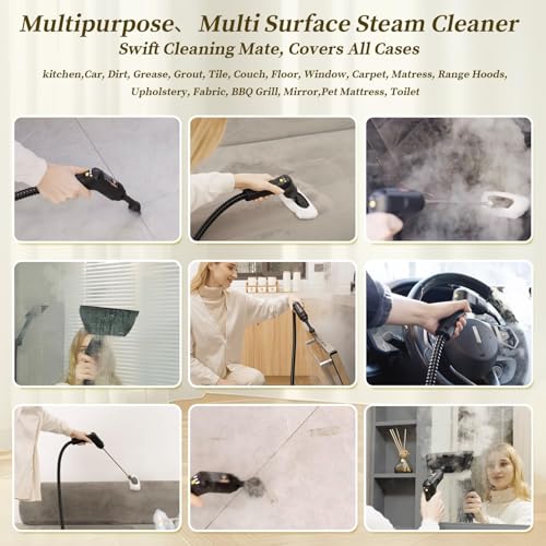Steam Cleaner, 3-Level Adjustable Handle with 16 Accessories, 2500W - color: Yellow