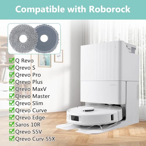 10 Pack Mop Pads for Roborock Q Revo/Qrevo S/Qrevo Pro/Qrevo Plus/Qrevo Master/Qrevo Slim/Qrevo Curv/Qrevo Edge/Qrevo MaxV/Saros 10R Robot Vacuum, Microfiber Mop Cloth Replacement Accessories