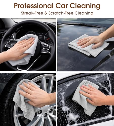 Microfiber Cleaning Cloth Roll, 100 Pack 12 x 12 Inch Tear Away Reusable Paper Towels, Thick Cleaning Towels, Absorbent Lint Free Washable Rags for Kitchen, Car, Garage and Workshop - Light Gray - color: Light Gray