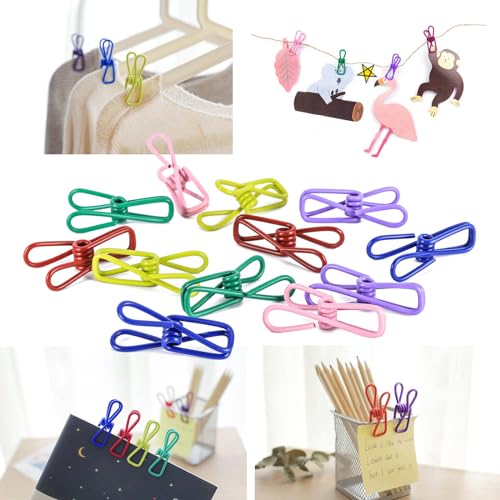 30pcs Chip Clips, 2.2 inch Bag Clips, Small Metal Clothes Pins, Colored - color: 30pcs-metal