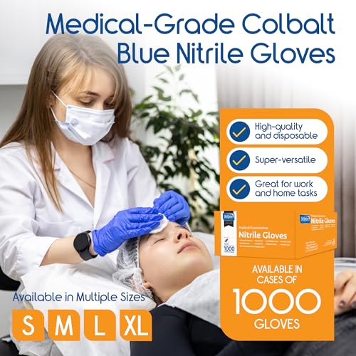 Inspire Cobalt Blue Nitrile Disposable Gloves | 4.5 Nitrile Safety Medical Exam Cooking Cleaning Disposable Gloves - size: X-Large, style: Blue - Case of 1000