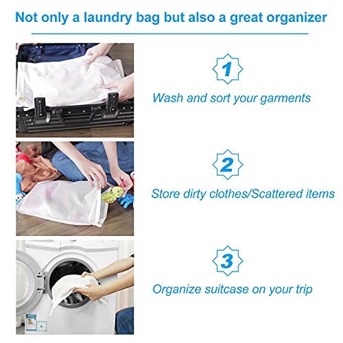 GOGOODA 3 Pack Delicates Laundry Bags, Fine Mesh Wash Bag with Hanging Loop - size: 3 set (3 Small)