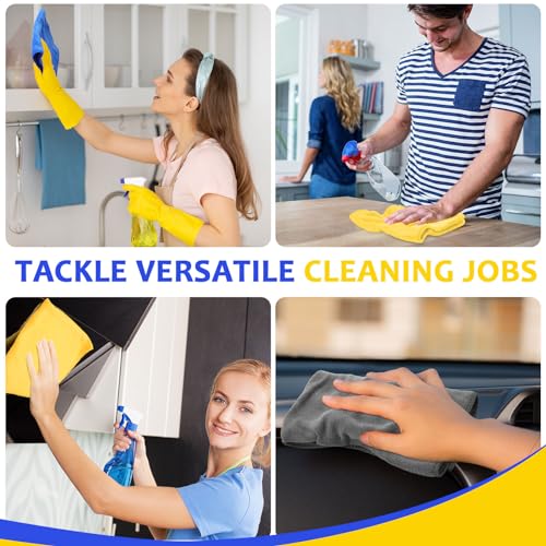 Nuenen Car Microfiber Clean Cloths, Yellow,Gray,Blue, 16 x 16 Inch, 60 Pcs - color: Yellow,gray,blue, size: 16 x 16 inches