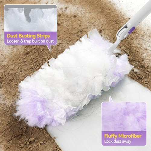Long Handle Duster, 3 ft Extendable Pole, 30 Disposable Refills - color: 1 Extendable Handle + 30 Refills
