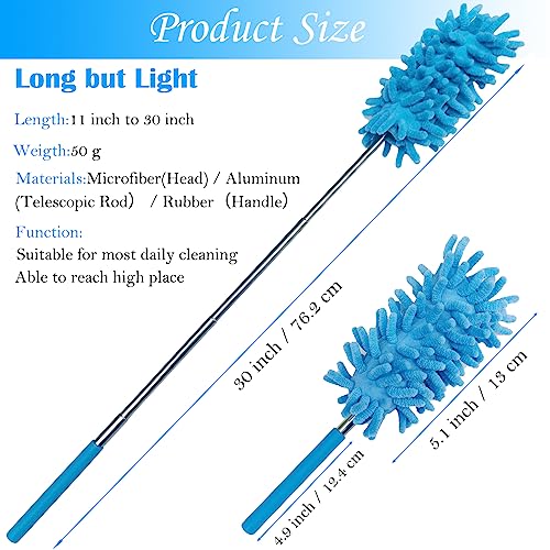 M-Jump 3 Pack Retractable Long-Reach Washable Duster for Cleaning, Microfiber Hand Duster Brush with Telescoping Pole for Cleaning Car, Window, Furniture, Office