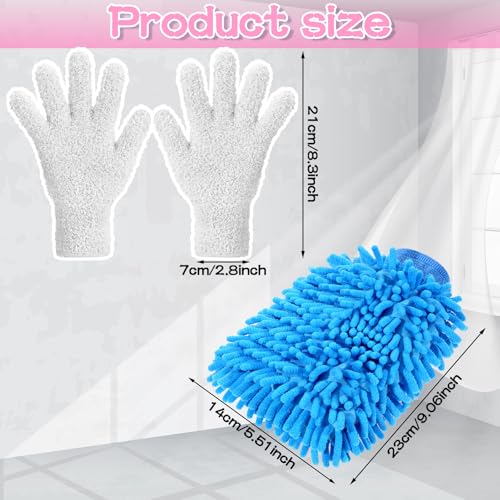 Potchen 6 Pcs Microfiber Dusting Mitt Glove for Plant - color: Pink,white,blue