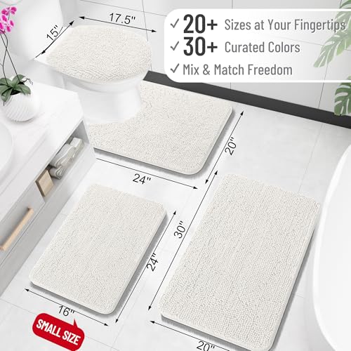 OLANLY Toilet Rugs U-Shaped 20x20, Soft Absorbent Chenille Contour Rugs - color: Ivory, size: 20" X 20" Contour Rug