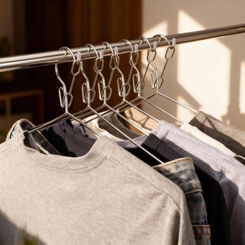 16.5” Lockable Wire Clothes Hangers, 20 Pack 4mm Windproof Stainless Steel RV Hangers Wire Heavy Duty Lock Hook Metal Closet Hanger Space Saving Metal Hanger for Closet RV Hotel Wardrobe