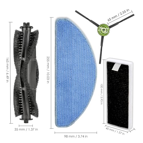 (22 Pack) G8000 MAX Replacement Parts Compatible with Tikom G8000 MAX Robot Vacuum Cleaner, 2 Roller Brushes, 10 Side Brushes, 5 HEPA Filters, 5 Mop Pads, Accessories Kit - color: G8000 Max Kit 22pcs