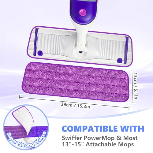 Reusable Mop Refill Pads Fit for Swiffer PowerMop, 15.3 x 5.1 inch, 5 Pack