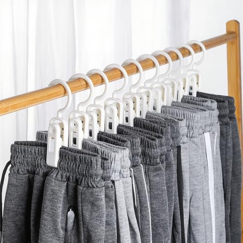 10PCS Laundry Hooks with Clips Super Strong Plastic Home Travel Hanger - color: White