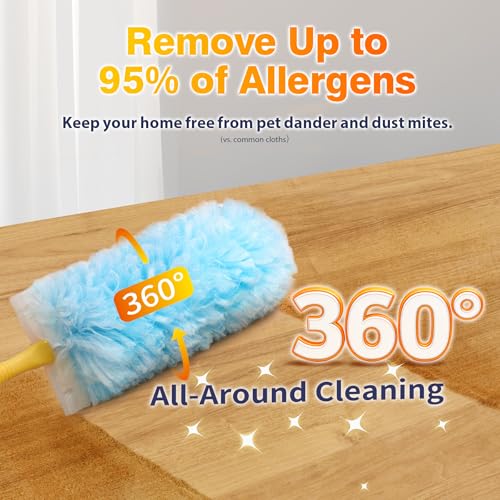 60ct Duster Refills for Swiffer Duster with 3ft Extension Pole & Short Grip