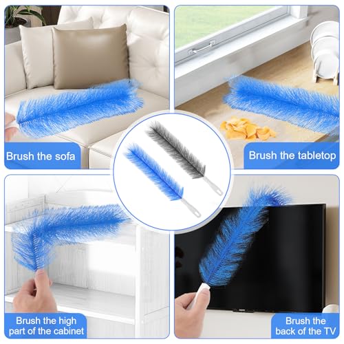 Yuanchu 2 Pcs Fan Cleaner Brushes, Bendable Fan Cleaning Brush Cobweb Duster Set Microfiber Head Washable Brush for Ceiling Fan Air Vents Curtains Cars Box Fan(Blue) - color: Blue