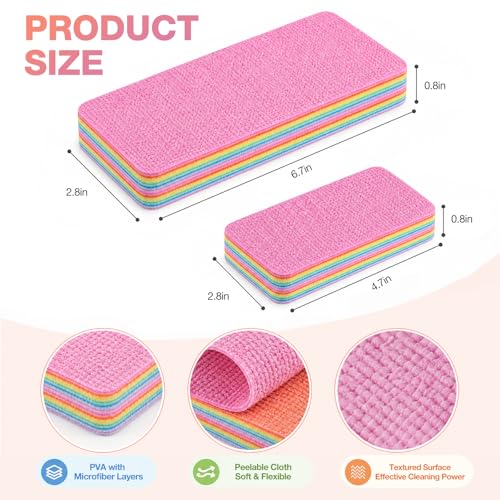 6 Pack Rainbow Spong, 12-Layer Peelable Microfiber Sponge