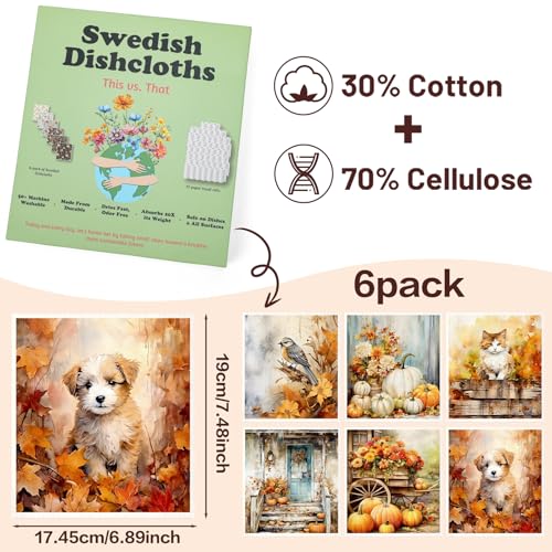 Fall Swedish Dishcloths, Pumpkin Maple Leaf Dish Cloths