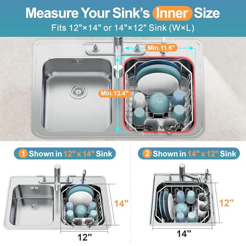 GSlife Small in Sink Dish Drying Rack - Stainless Steel for RV Kitchen - color: White, size: Small - 13.4" x 11.6" x 5.3"