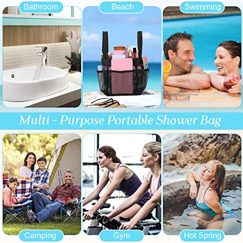 Hillban 4 Pcs Portable Mesh Shower Caddy, Black - color: Black