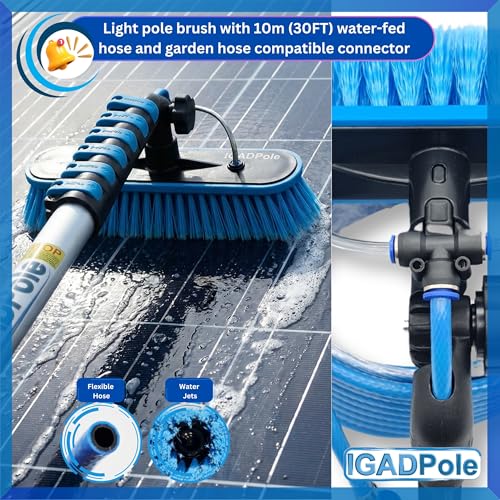 IGADPole 24 FT Washing Kit: Water-fed Brush with Soap Dispenser, Cobweb Dusters, with 6-Stage Telescoping Pole 5-24ft Pole/Window and Dusting Cleaning Kit - size: 24 ft Pole