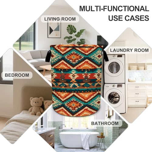 Aztec Laundry Basket Foldable Oxford Laundry Hamper With Handle For Room Bathroom Bedroom - color: Boho Pattern