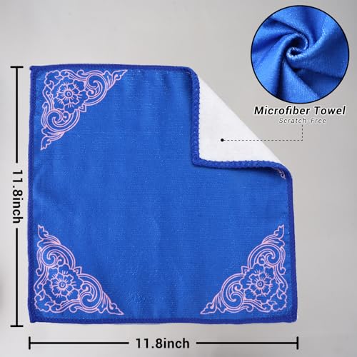 YUA Microfiber Cleaning Cloth 12 Pack,Microfiber Towels Cleaning,Microfiber Towels for Cars,Absorbent Dish Washing Cloth,Reusable Cleaning Cloths Lint Free (Blue Corner Flower) - style: Blue Corner Flower)