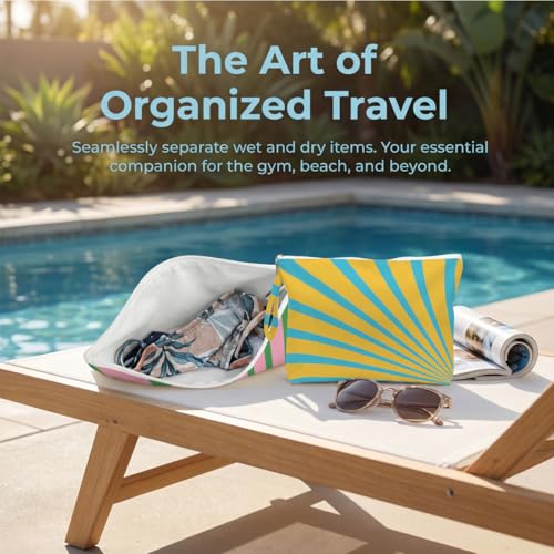 Fokongna 2 Pack Reusable Dry Wet Bag, Waterproof Stain Resistant Organizer for Beach Towels Gym Wear Pool Accessories Toiletry Makeup Bags - color: Retro Swirl Set 02