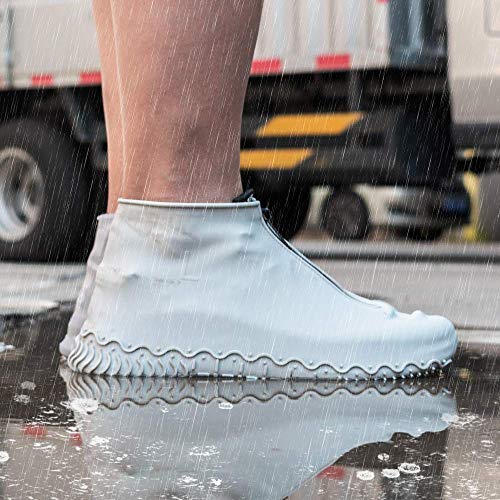 Shiwely Waterproof Shoe Covers, Silicone Reusable Shoe Cover Non-slip Durable Zipper Elastic Rain Cover Protection for Men Women (XL (Women 11-13, Men 9.5-13), Grey) - color: Grey, size: XL (Women 11-13, Men 9.5-13)