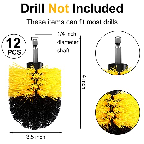 Remerry 12 Pcs Drill Brush Attachments for Cleaning Nylon Drill Brush