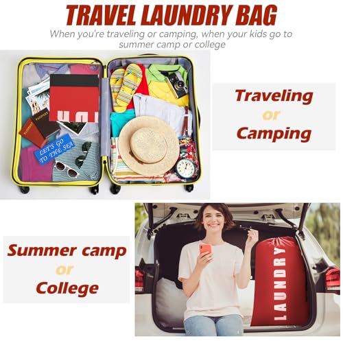 Isink Laundry Bag, 2 Pack Travel Laundry Bags for Dirty Clothes, Large Laundry Bags for Camping & Traveling, Dirty Clothes Travel Bag, 24" x 36" (Black + Red) - color: Laundry Bags (Black + Red)