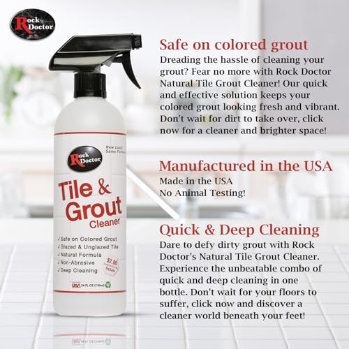 Rock Doctor Tile & Grout Cleaner, Stain & Scum Remover, 24oz with Brush