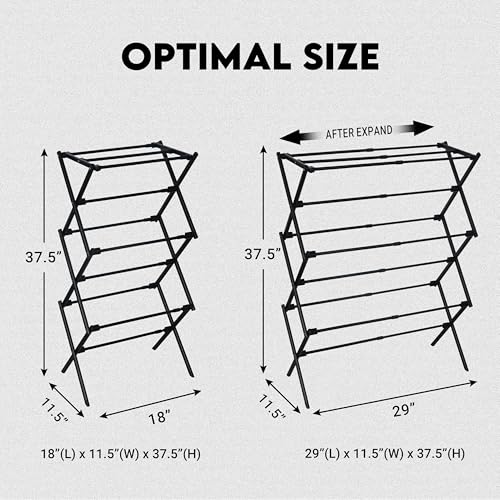 ZOES HOMEWARE Clothes Drying Rack,Collapsible Drying Rack Clothing, Black - color: Black