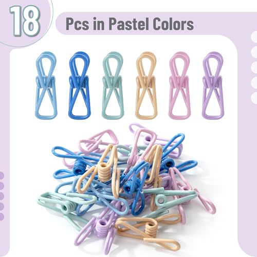 Mr. Pen- PVC-Coated Utility Clips, 2 Inch, 18 Pack, Colorful - color: Pastel