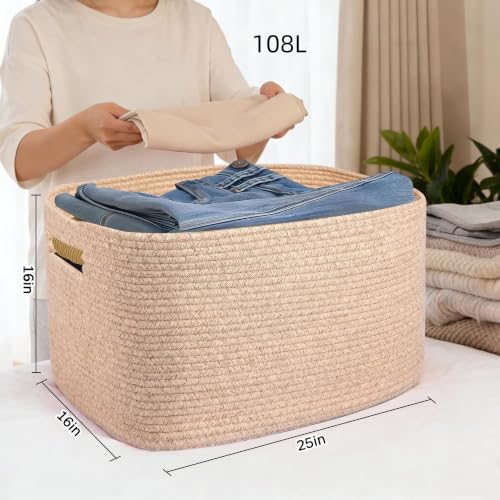 extra Large Laundry Basket/Hamper, 25"x16"x16" Rectangle - color: Brown, size: 108L